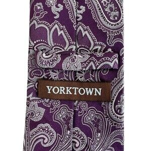Men's Yorktown Purple Silver Paisley Tie 100% Silk 58" Length